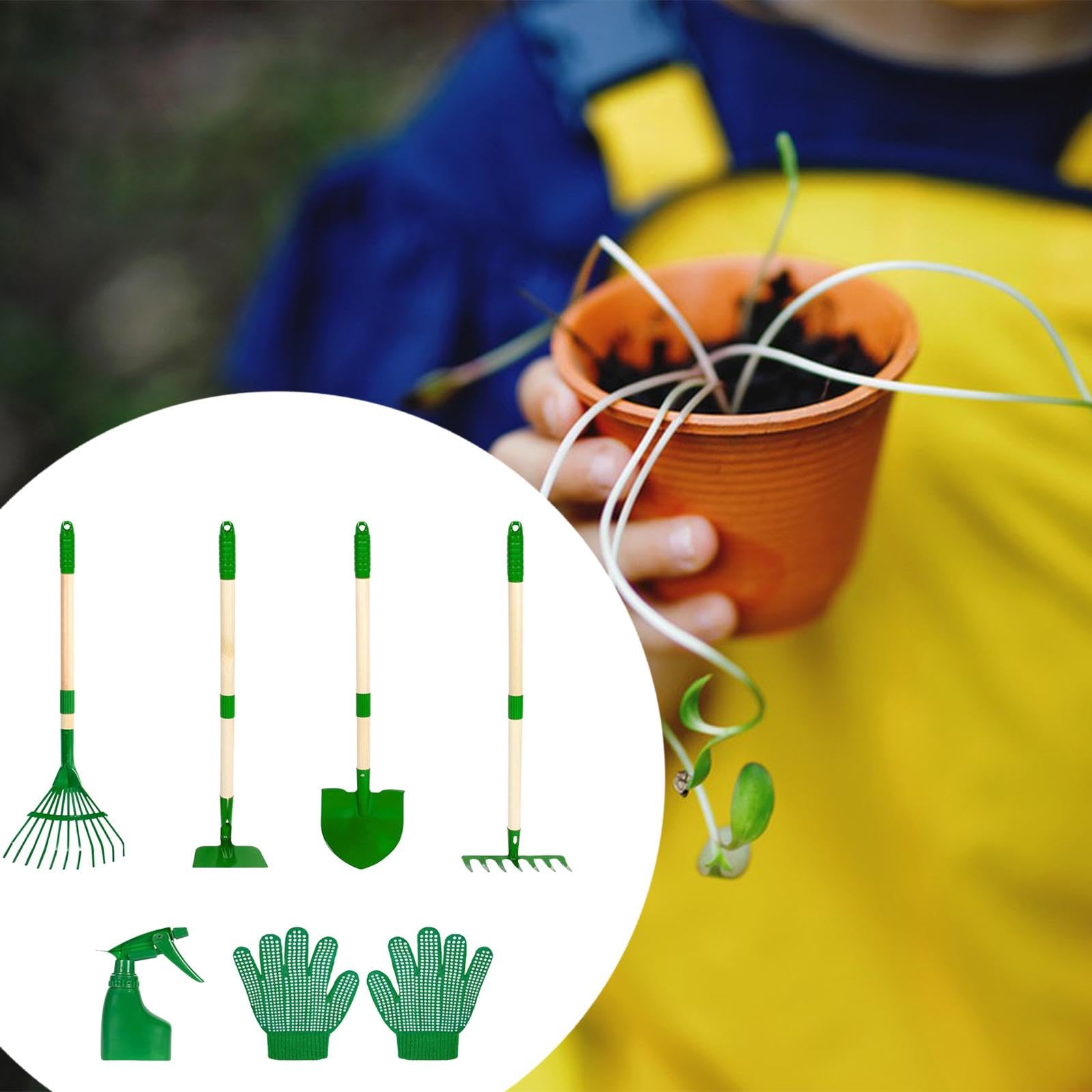 Set di 6 Attrezzi da Giardinaggio per Bambini, Regali di Compleanno, Facili da Usare, Portatili, con Guanti