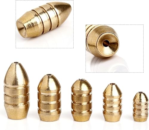 Vista 12 de Sougayilang Juego de plomos de pesca con plomada de latón, pesos, ganchos de plantilla, conector de anillo giratorio de pesca, caja de plástico