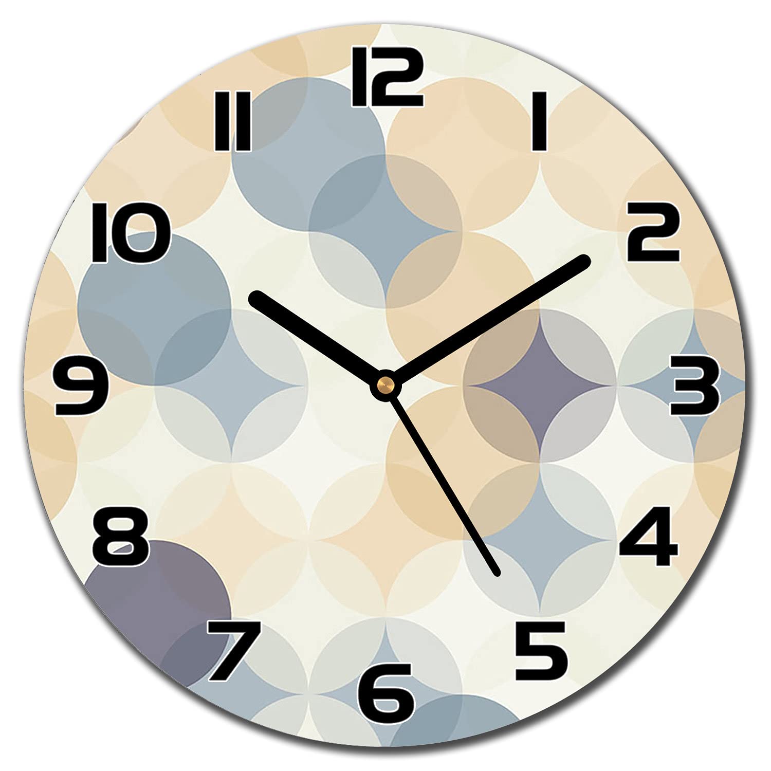 Horloge en verre murale 30 cm de design cercles rétro pois