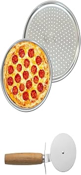 Albergio Pizza Tepsisi ve Pizza Ruleti Lahmacun Tepsisi 36 cm Delikli Tepsi Gri