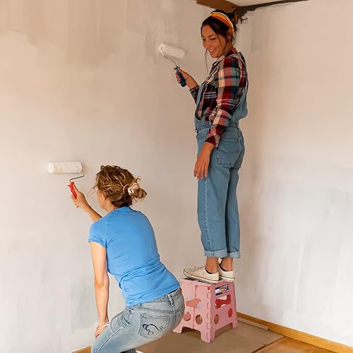 Miniatura 127 de Acko. Taburete plegable de 13 pulgadas de alto, resistente, para niños y adultos, cocina, jardín, baño, taburete con escalón. Blanco,Negro