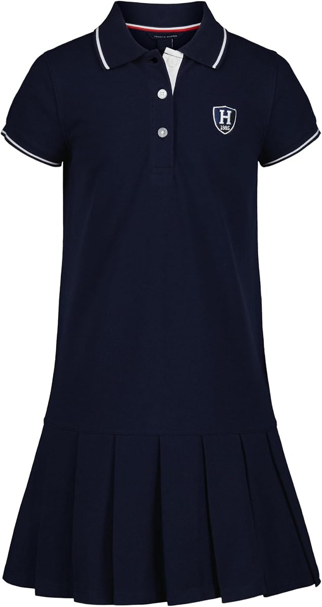 Vestido polo de punto de manga corta para niña, ropa informal para el día a día, ajuste suave y cómodo