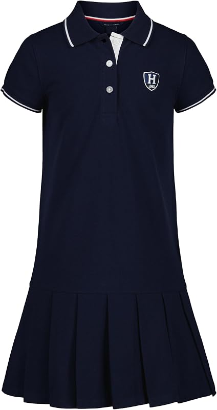 Vestido polo de punto de manga corta para niña, ropa informal para el día a día, ajuste suave y cómodo