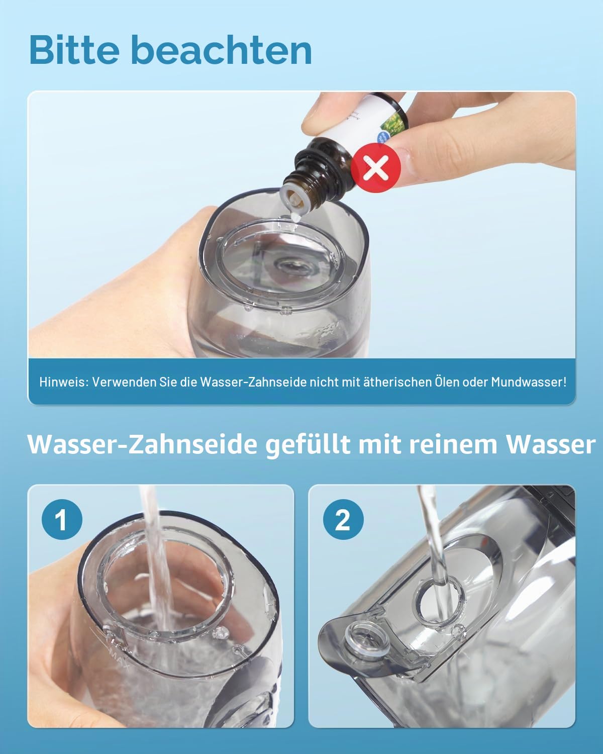 Operan Munddusche Kabellos, Tragbar Elektrische Zahnreiniger 4 Modi & 4 Düsen, 300ML Zahndusche Munddusche Testsieger Zahndusche für Entfernt Speisereste und Reinigt Die Zähne (Pink, 1Pack)