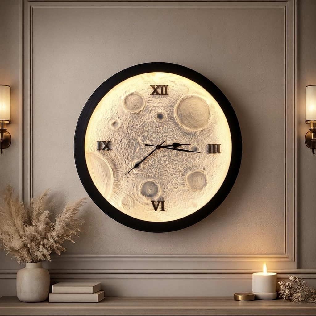 Moon Lamp Clock, LED Night Light with Clock Display, Decorative Lunar Lamp for Home-image-28