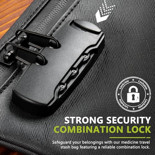 OZCHIN Smell Proof Bag with Combination Lock 10'' X 7'' Locking Bag PU Leather Waterproof Lockable Case Great Gifts Ideal4