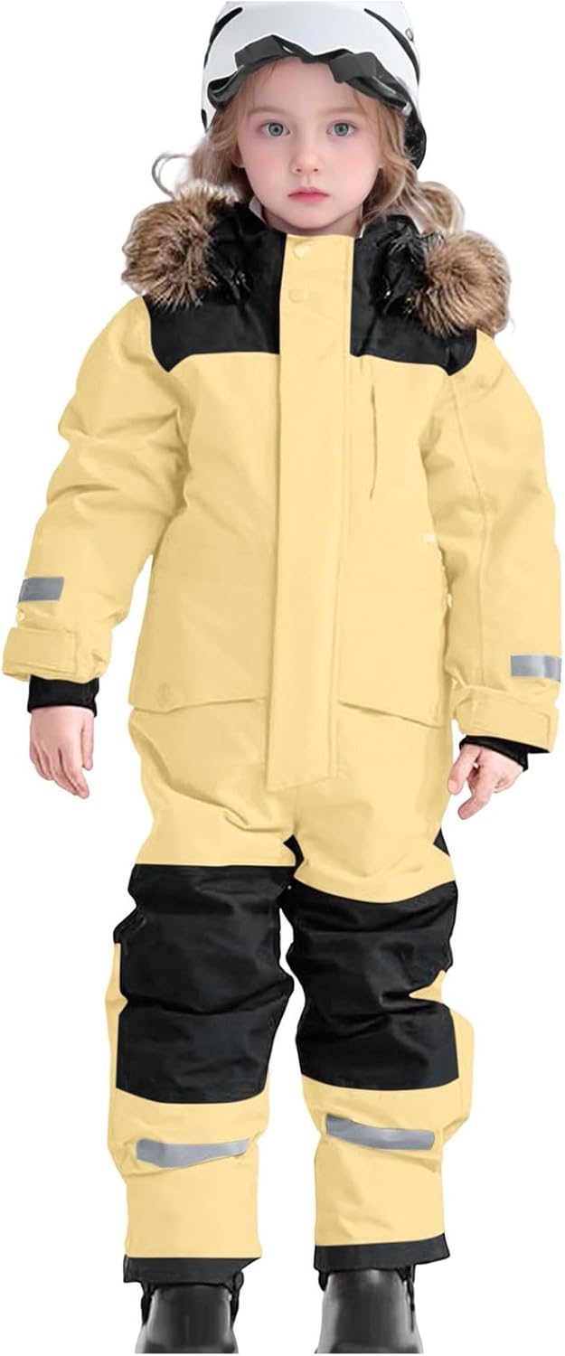 Snowsuit for Kids Winter Outdoor 1 Piece Thick Thermal Ski Suit Warm Snowsuit Snowboarding Clothing for Cold