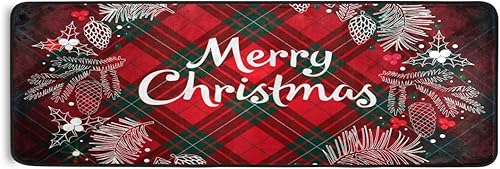 Miniatura 16 de Alfombra de camino de Navidad, alfombra roja de muñeco de nieve de Navidad, tapete antideslizante para cocina, alfombra de área suave para baño