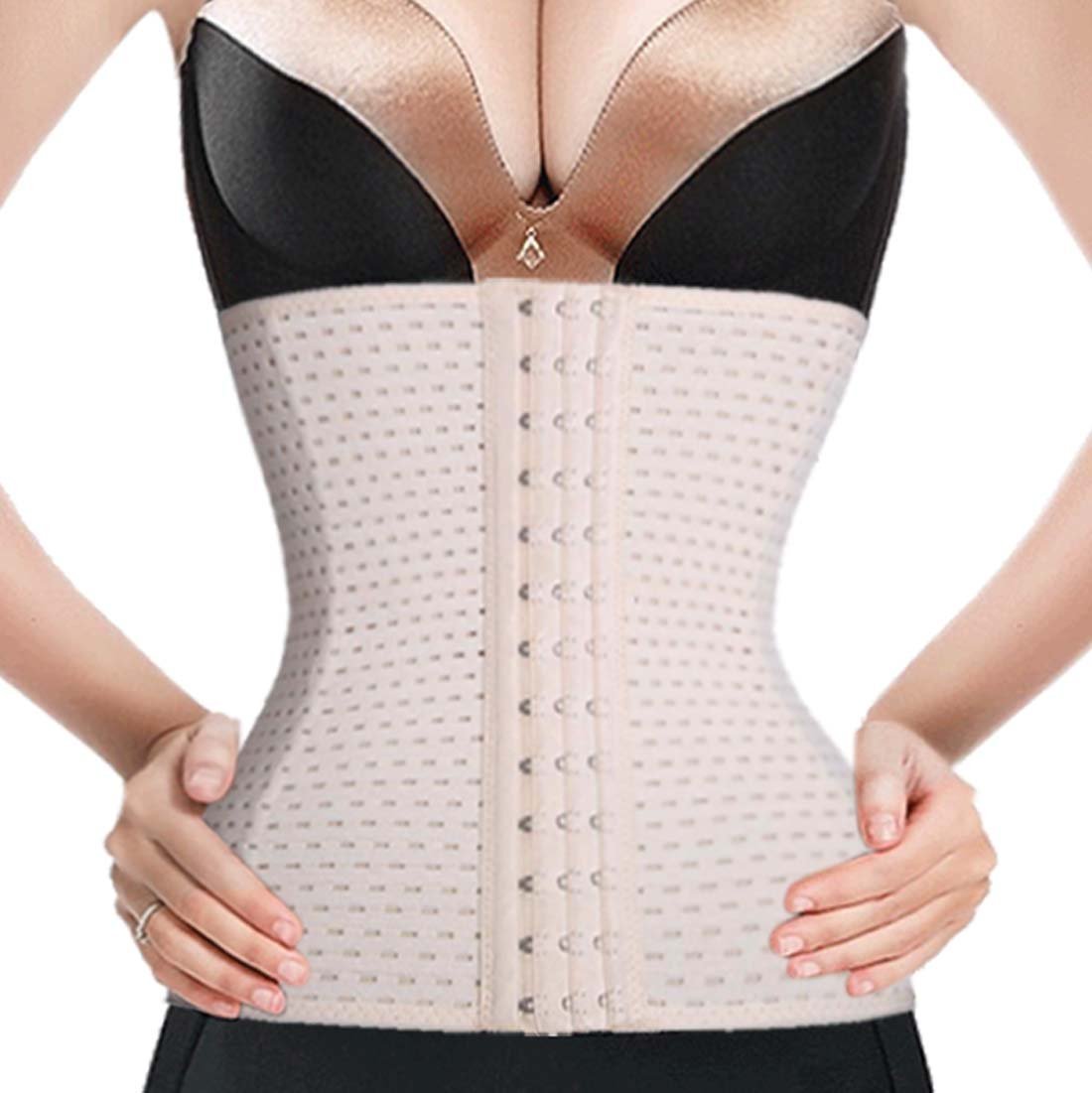LYZ Waist Cincher Trainer Body Tummy Girdle Control Corset Sport Shaper Belly, Nude, Large