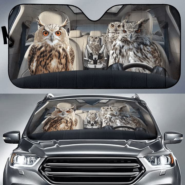 Couverture Pare-Brise Voiture Pliable M : Protection Intérieure Motif Hiboux