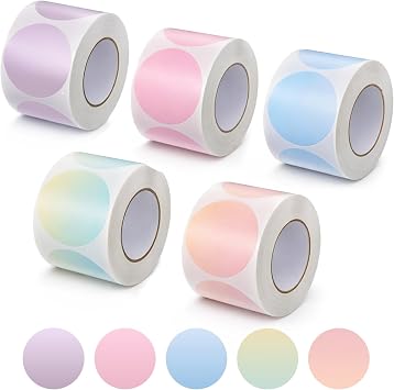 2500 Pcs 2 inch Round Thermal Labels Self Adhesive Round Direct Thermal Labels Multi-Purpose Circle Direct Thermals Stickers for DIY Logo Design, Gift Wrapping, Name Tag, Gradient Color