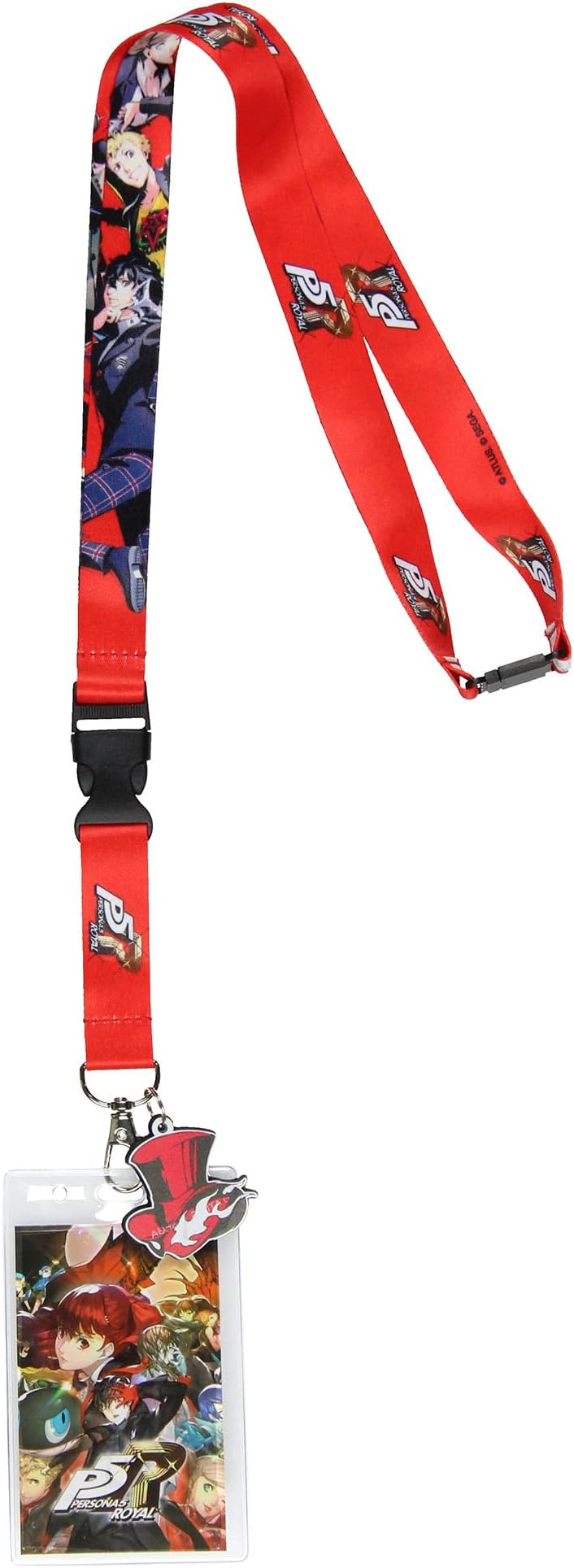 Persona 5 Royal Lanyard Badge Holder Character Logo Reversible Design with 2" Tophat Phantom Thieves Rubber Pendant