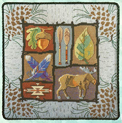 Bucilla Counted Cross Stitch Pine Cone - Needlepoint Petit Point Pillow Kit 4841, Green