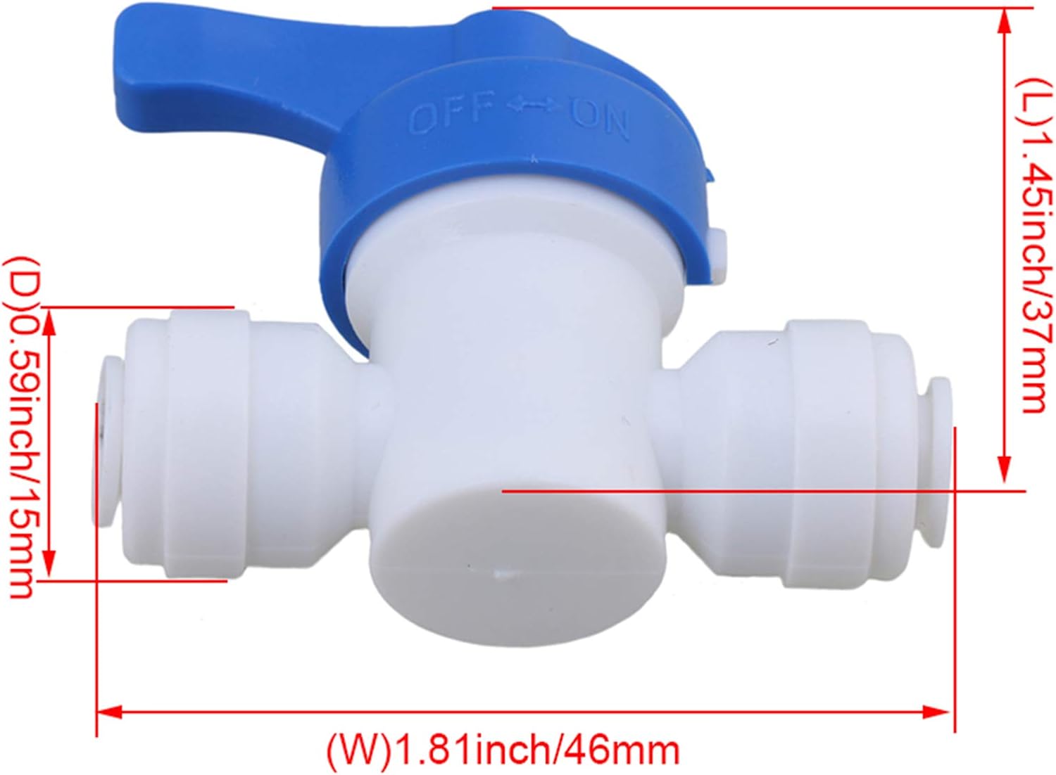 BQLZR Equal Straight OD Tube Ball Valve Quick Connect Fitting 1/4" RO Water System Pack of 5