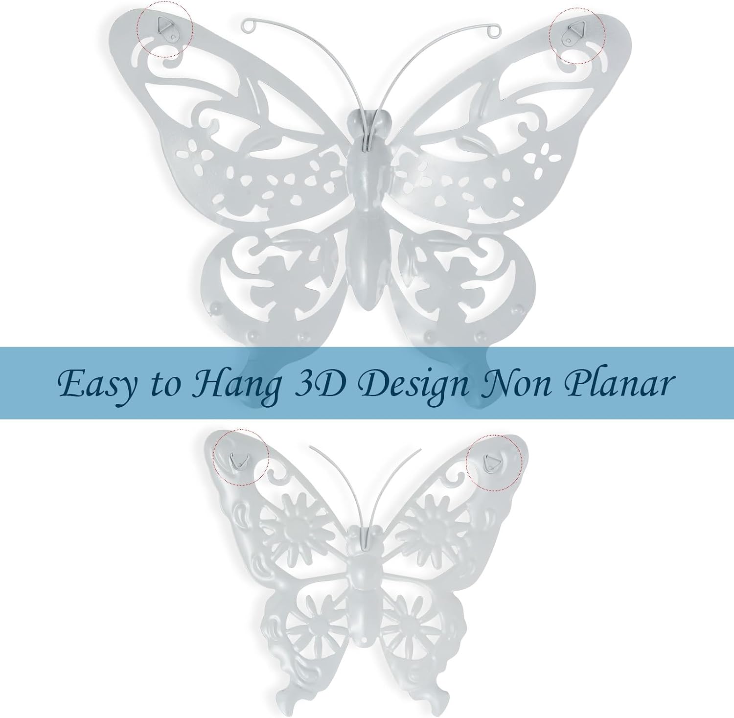 SUNREEK 6Pcs Metal Butterfly Wall Decor, 14Inch/9Inch Outdoor Butterfly Wall Art for Fence Garden Yard Room Patio Balcony Decorations