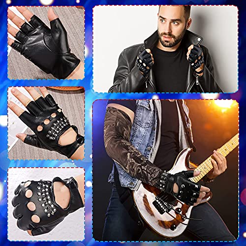 80er/90er Gothic Rocker Kostüm-Set – Mit Sonnenbrille, Goldkette, Tattoo-Ärmeln, Aufblasbarer Gitarre & Mehr