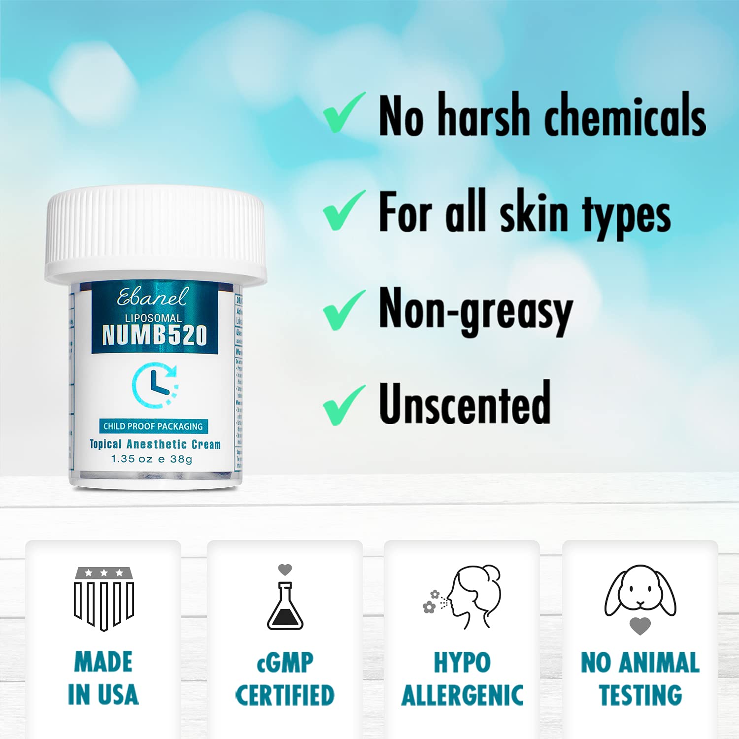 Ebanel 5 Lidocaine Topical Numbing Cream for Painkilling, 2 Pack 2.7oz