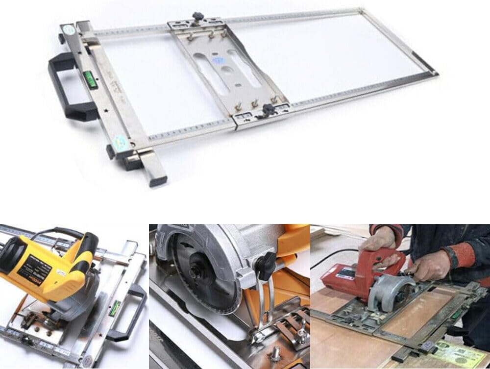 4" Circular Saw Trimmer Machine Stainless Steel Edge Guide Positioning Tool Electricity Saw Guide System for Wood Tile Working Silver