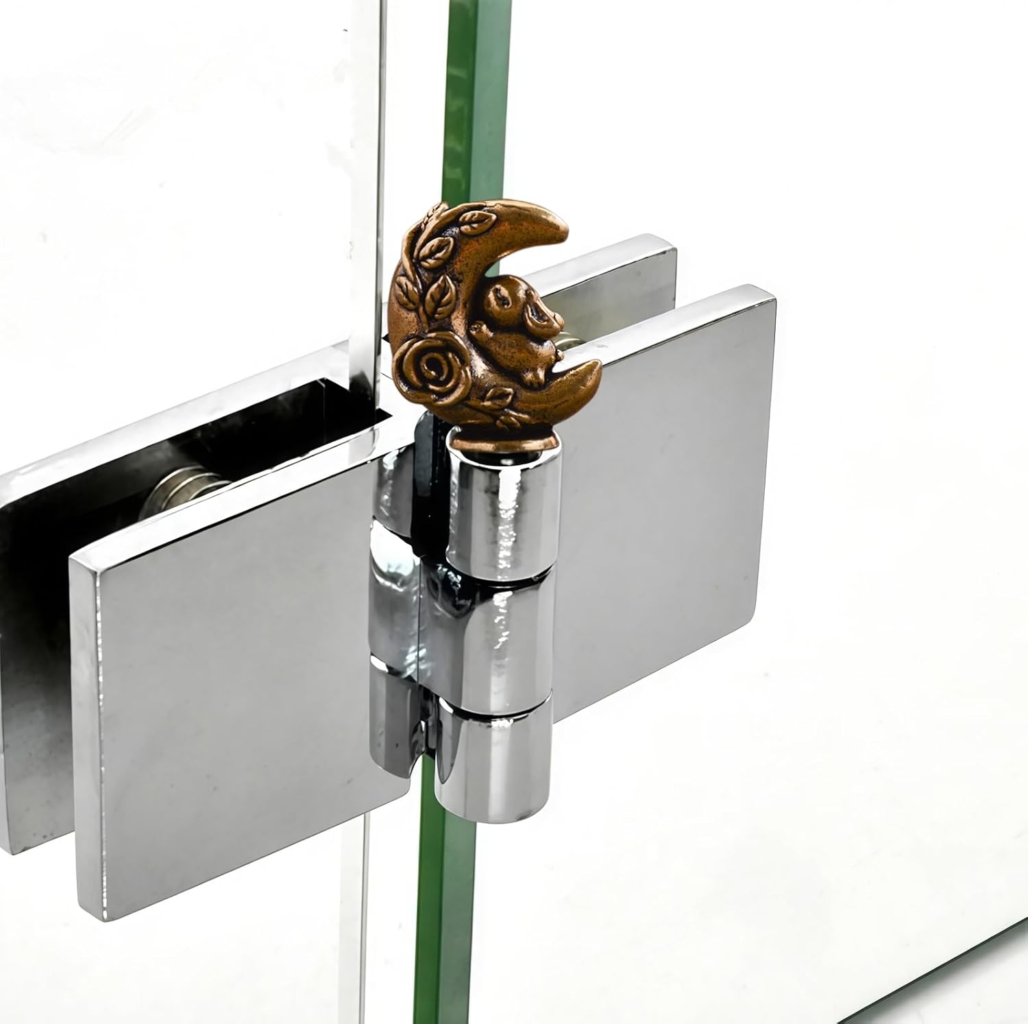 Copper Mini Rabbit Embracing the Moon(1PCS) Magnetic Hinge Toppers，Hinge Heads Decor for Home，Door Hinge Decorative Topper,Creative Home Crafts