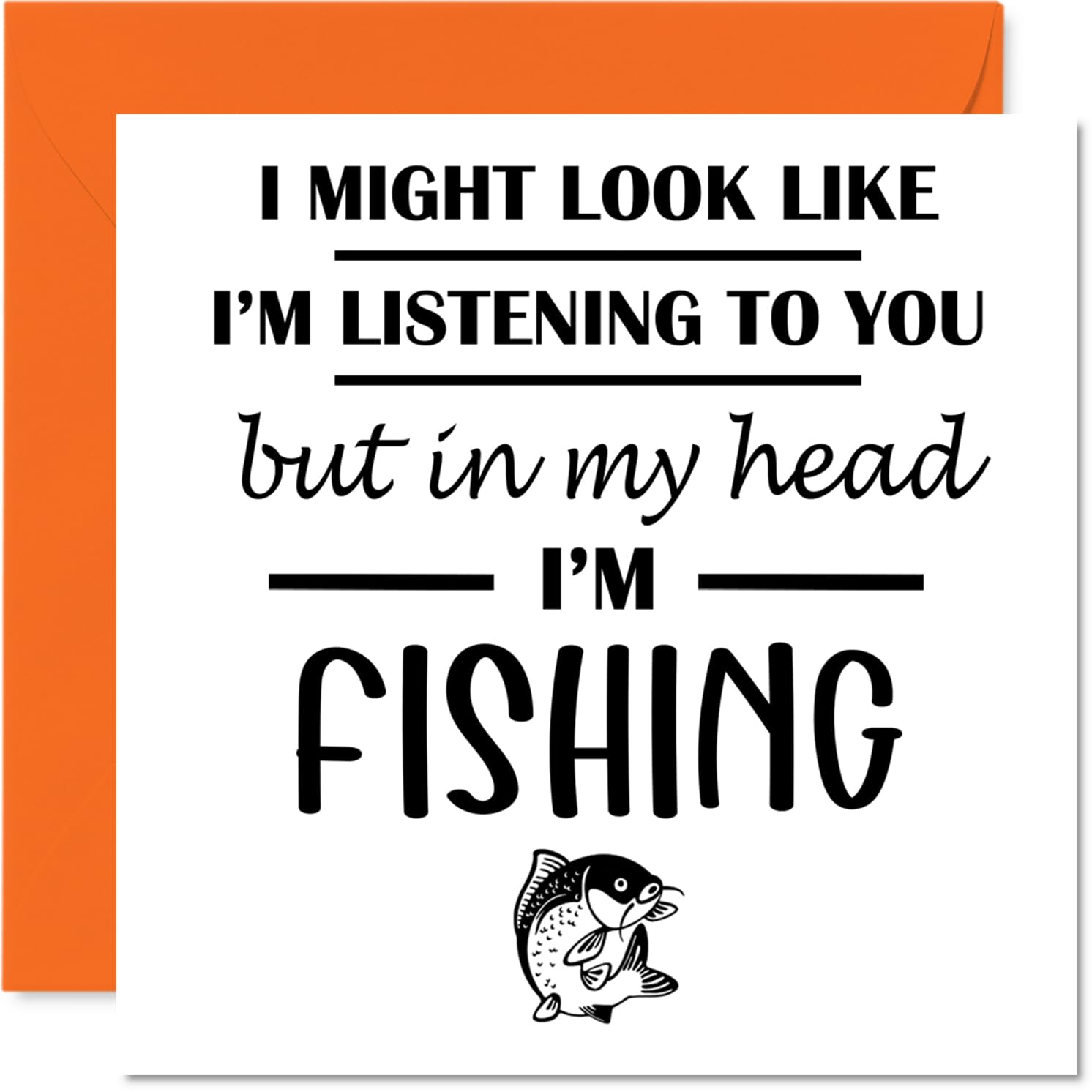 Fishing Birthday Card for Men Women - In my Head - Happy Birthday Card for Auntie Uncle Nanny Colleague, 145mm Bday Greeting Cards