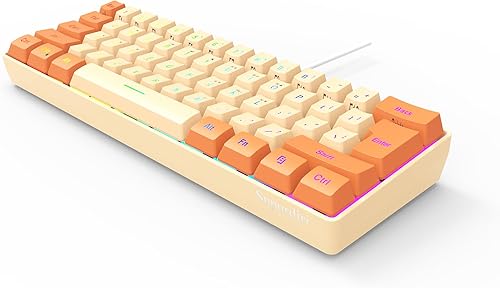 Miniatura 2 de Snpurdiri - Teclado para videojuegos 60% con cable, retroiluminado RGB, pequeño, ultra compacto, resistente al agua, 61 teclas, para jugadores en