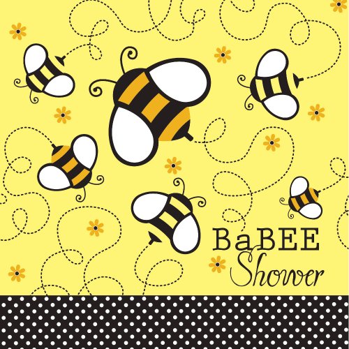 Creative Converting Baby Shower Buzz BaBee 18 Count 2-Ply Paper Lunch Napkins