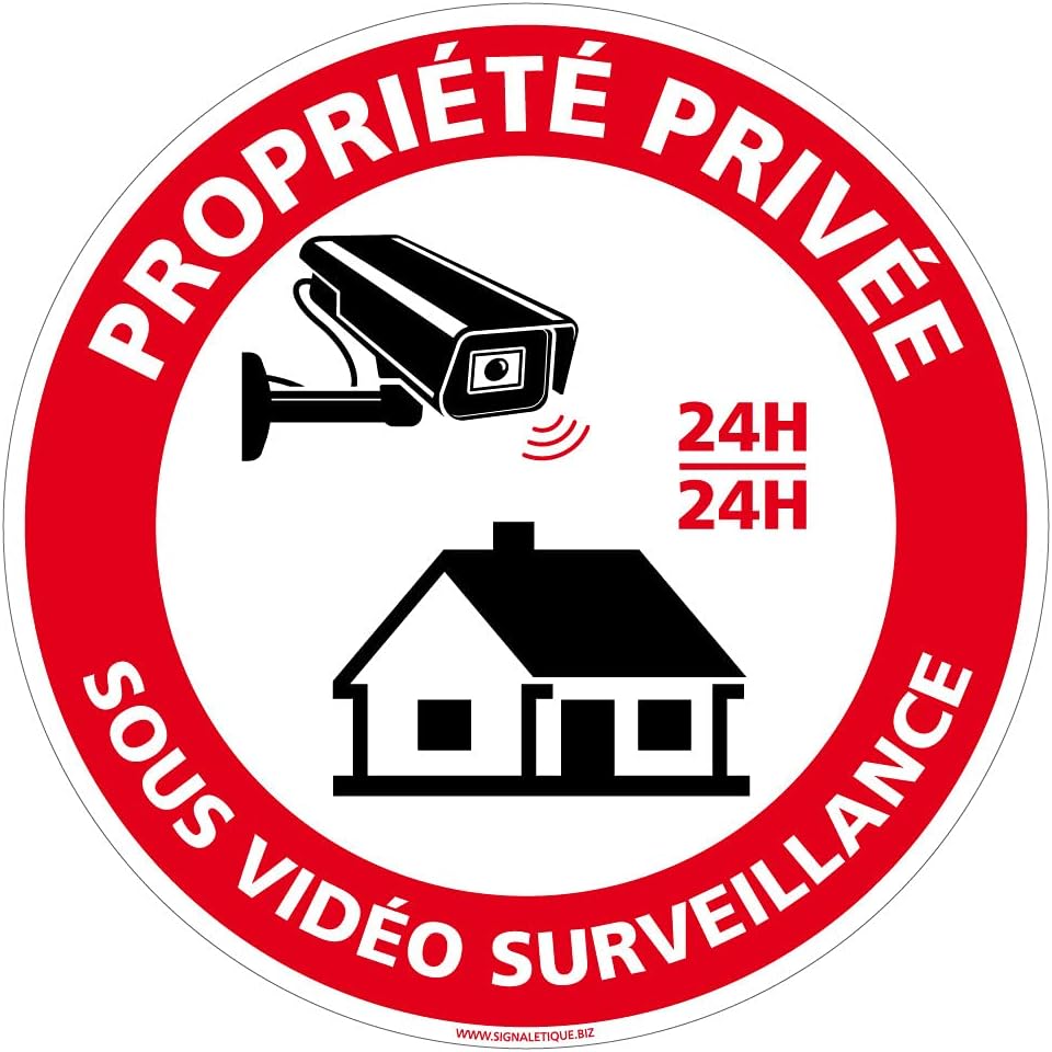 Alarme propriété protégée vidéo surveillance lot de 8 logo 658 autocollant adhés