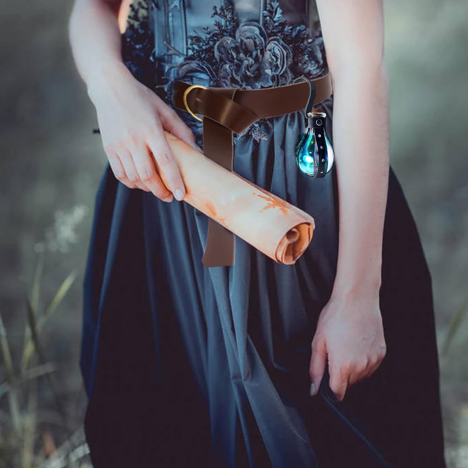 Halloween Dark Magic Cork Potion Bottle with Medieval Knight Leather Belt Large DIY Crafts