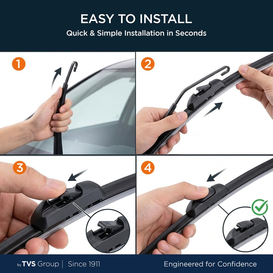 myTVS Frameless Car Wiper Blades for Mahindra Bolero 16"+16 Pack of 2 - Image 6