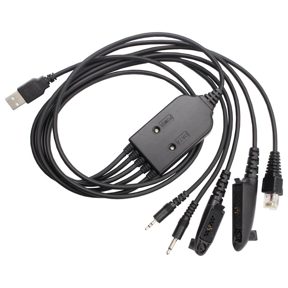 Angled view of the dreeong 5-in-1 FTDI USB Programming Cable, showing the various connectors and the main cable
