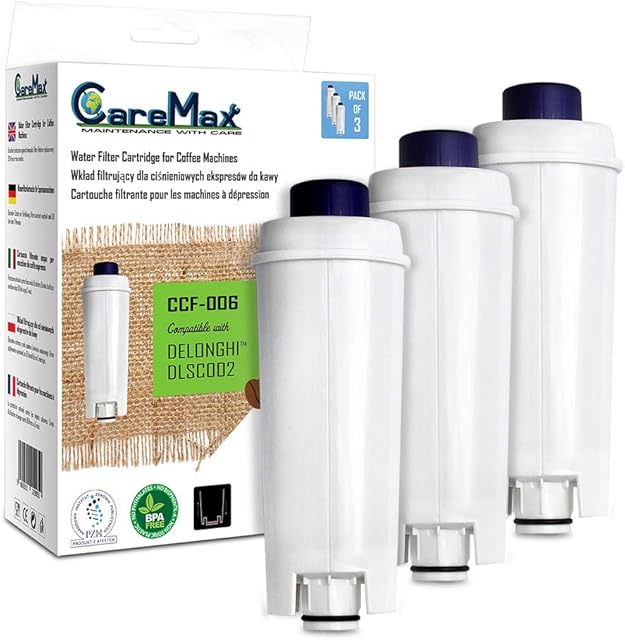 Pack of 3 CareMax CCF-006 Coffee Machine Water Filters Compatible with Delonghi DLSC002 / SER3017 - Esam Series - ECAM Series - ETAM Series