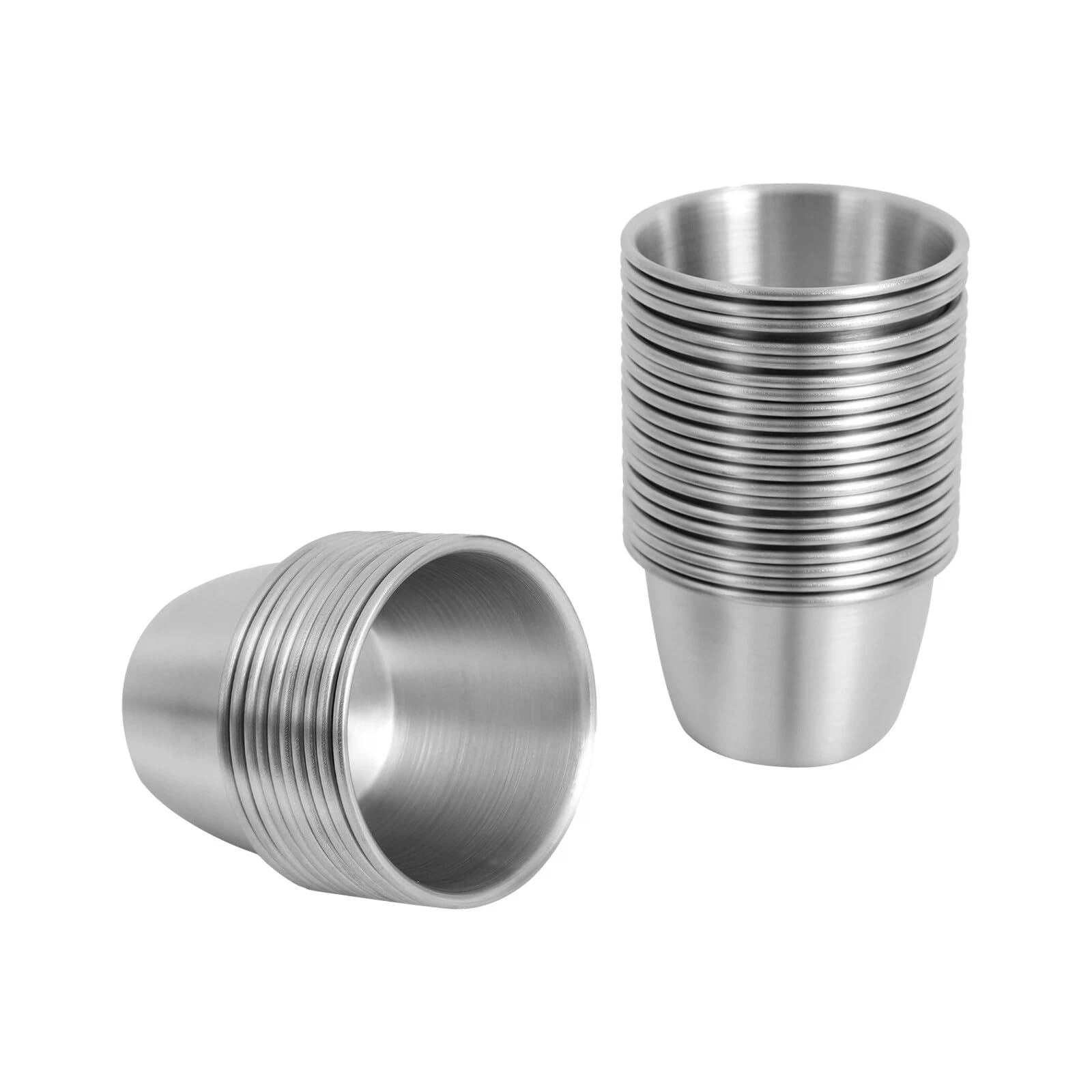 500 Stück Edelstahl Saucenbecher, Mini Dip-Schalen Set, Kleine Saucenschälchen, Stapelbare Gewürzschälchen, Dipbecher Schüsseln für Catering Party Restaurant Sushi Barbecue (6 cm)