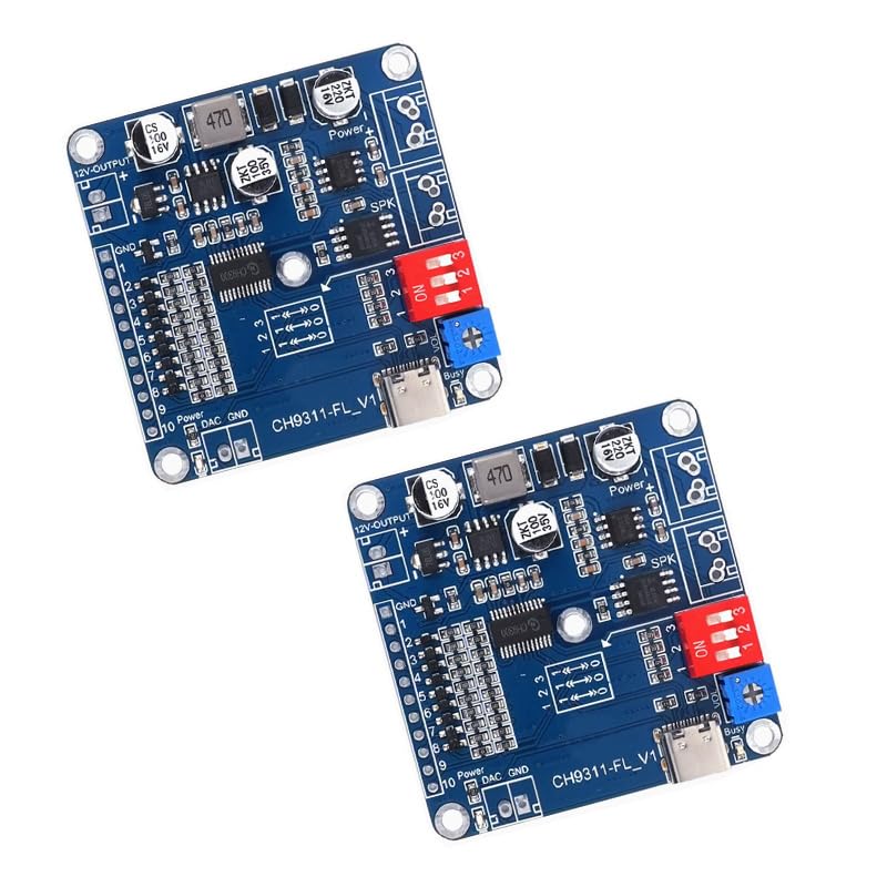 2PCS CH9311-FL 20W Sound Playback Board 8MB Voice Module USB Downloadable MP3 Music Player DAC 12V Output Support Programmable Combination Background IO Trigger 10channel