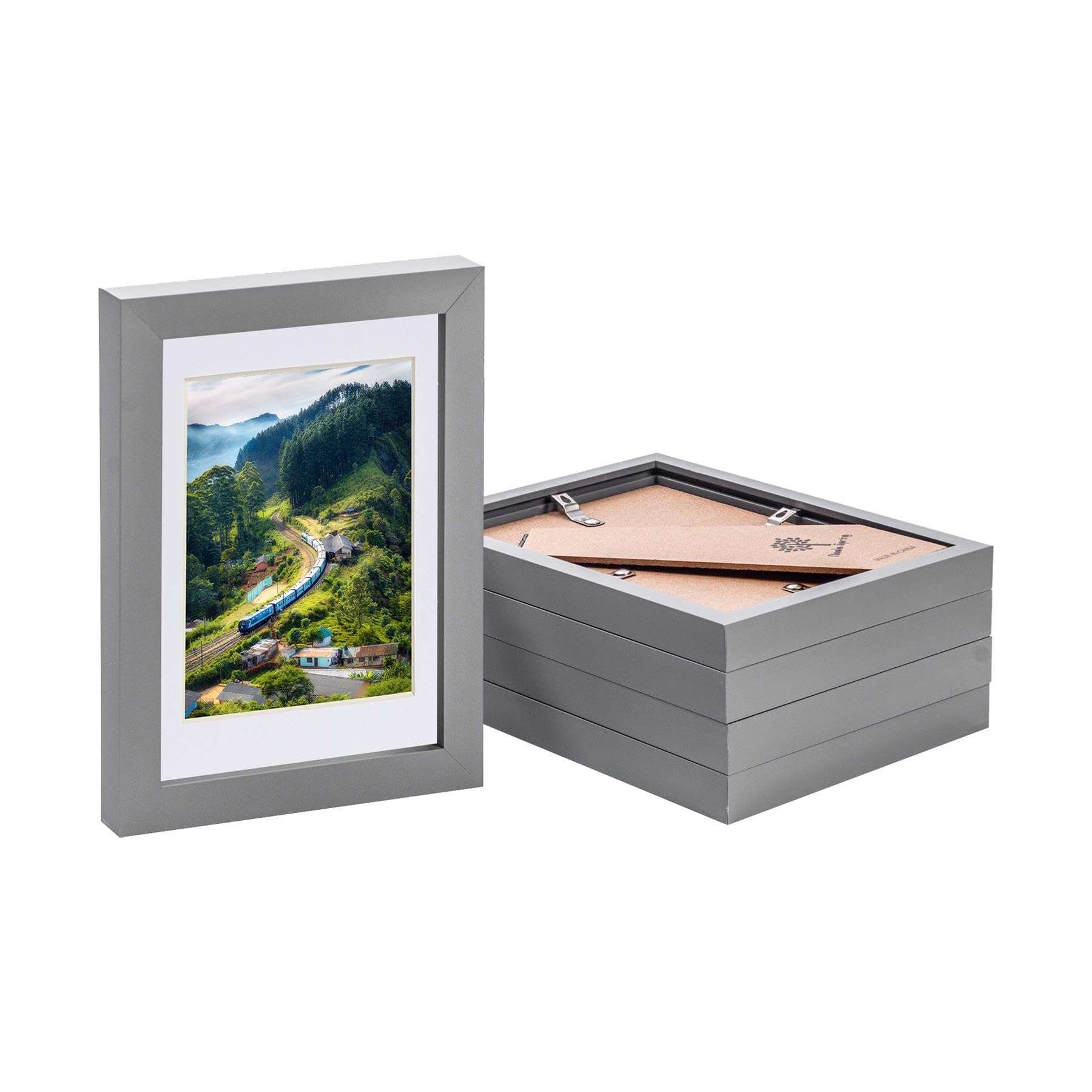 Nicola Spring Photo Frames With 4" X 6" Mount5" X 7"Grey/whitePack Of 5 from B&Q