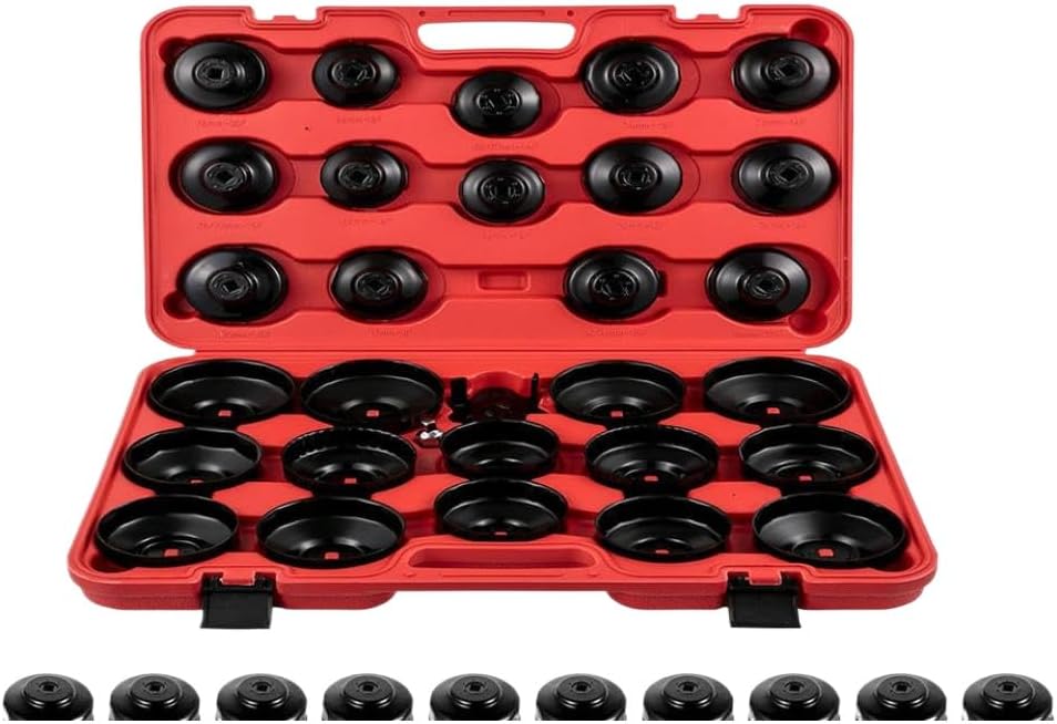 30pcs Cup Type Oil Filter Wrench Removal Tool Set Cup Socket Tool Kit Compatible with Wide Range of Vehicles Robust Steel Material