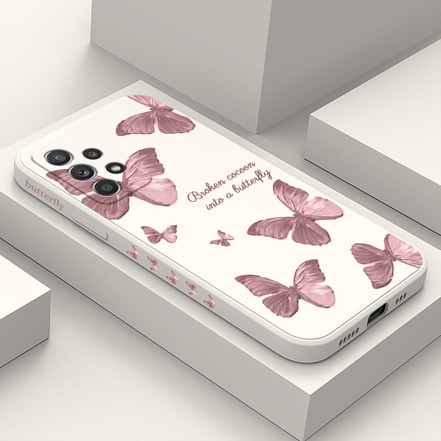 LEECG for Samsung Galaxy A52 5G Case, for Samsung A52S 5G Phone Cover Creative Flower Designs Soft Silicone Drop Protective Galaxy A52 and Galaxy A52S 5G Phone Case-Butterfly White