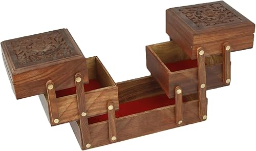 Miniatura 3 de Caja de joyería de madera para niñas mujeres Organizador, almacenamiento, caja de exhibición, para regalos de cumpleaños para mamá