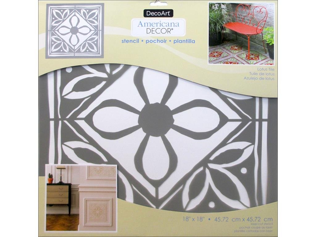 DecoArt DECADS-K.404 Decor Stencil 18x18 Lotustil Americana Decor Stencil 18x18 Lotus Tile