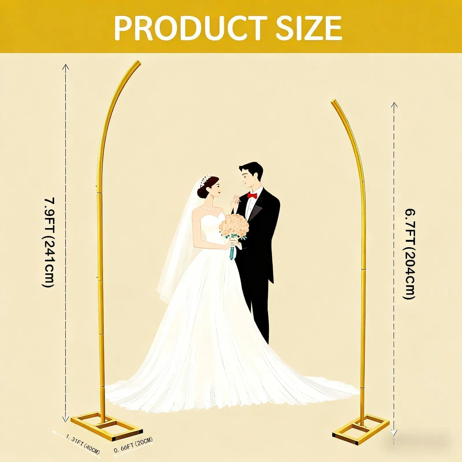 Metall Ballonbogen Ständer, Hochzeitsbogen Hintergrund Ständer Set, Halbrunder Goldener Ständer Geeignet für Geburtstage, Hochzeiten, Babytaufen und Alle Arten Von Feierlichkeiten(204cm & 241cm)