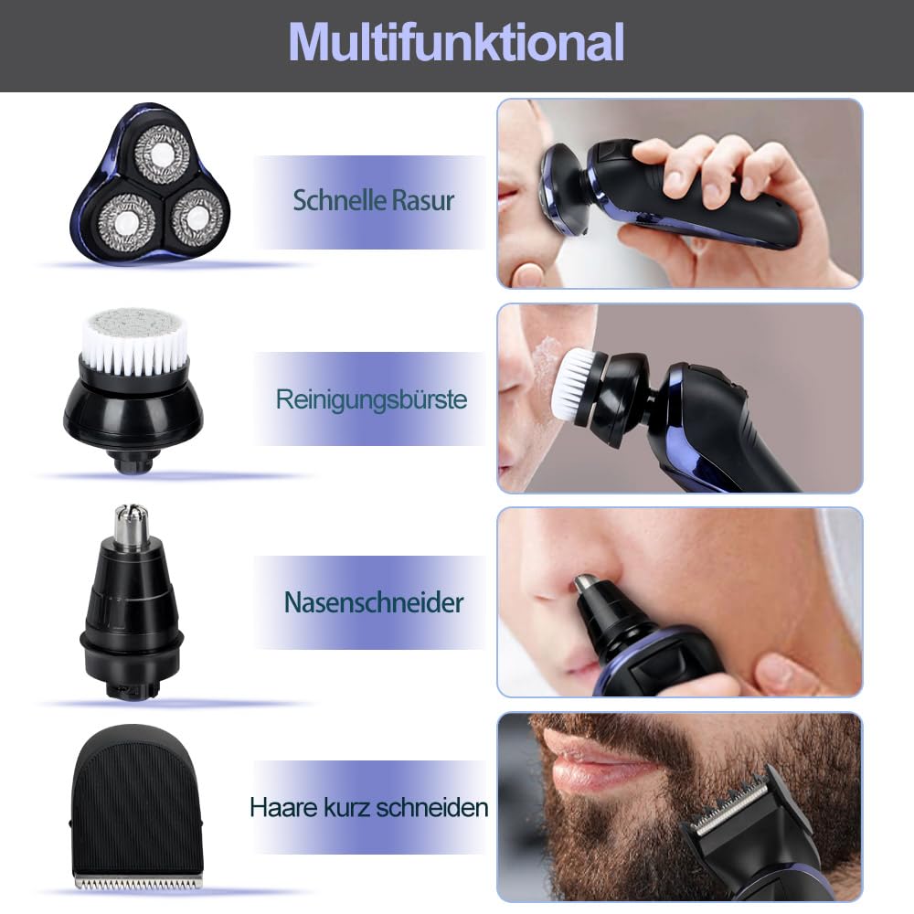 Rasierer Herren elektrisch Elektrorasierer Shaver 5in1 Rotationsrasierer