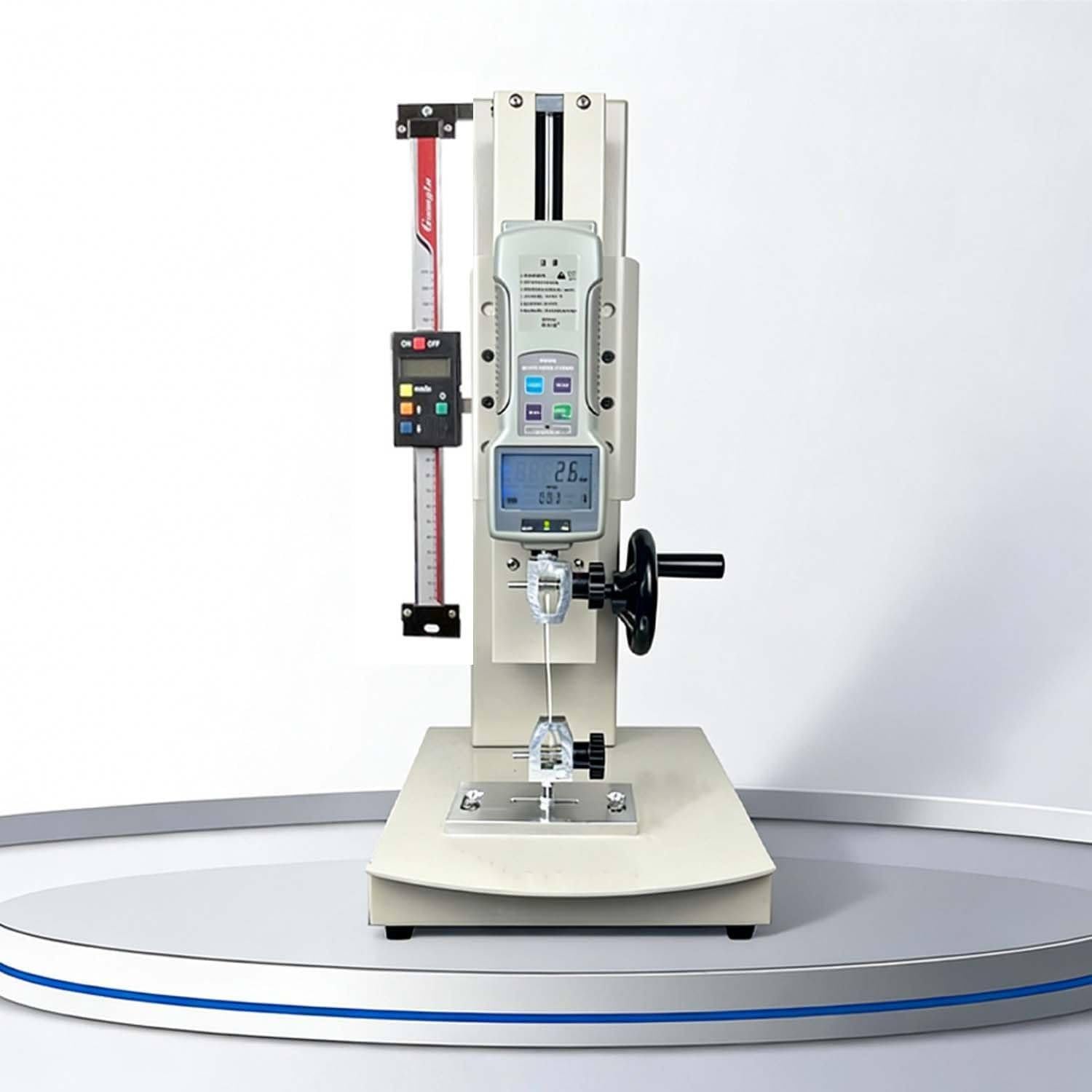 LSHFYV 10-2000N Digital Tensile Testing Machine, Manual Force Gauge Stand, 270mm Stroke, With 5 Probe, Output Function/Hand Wheel Operated/Display Clear, for Textiles, Sports, Fish Withruler-50N