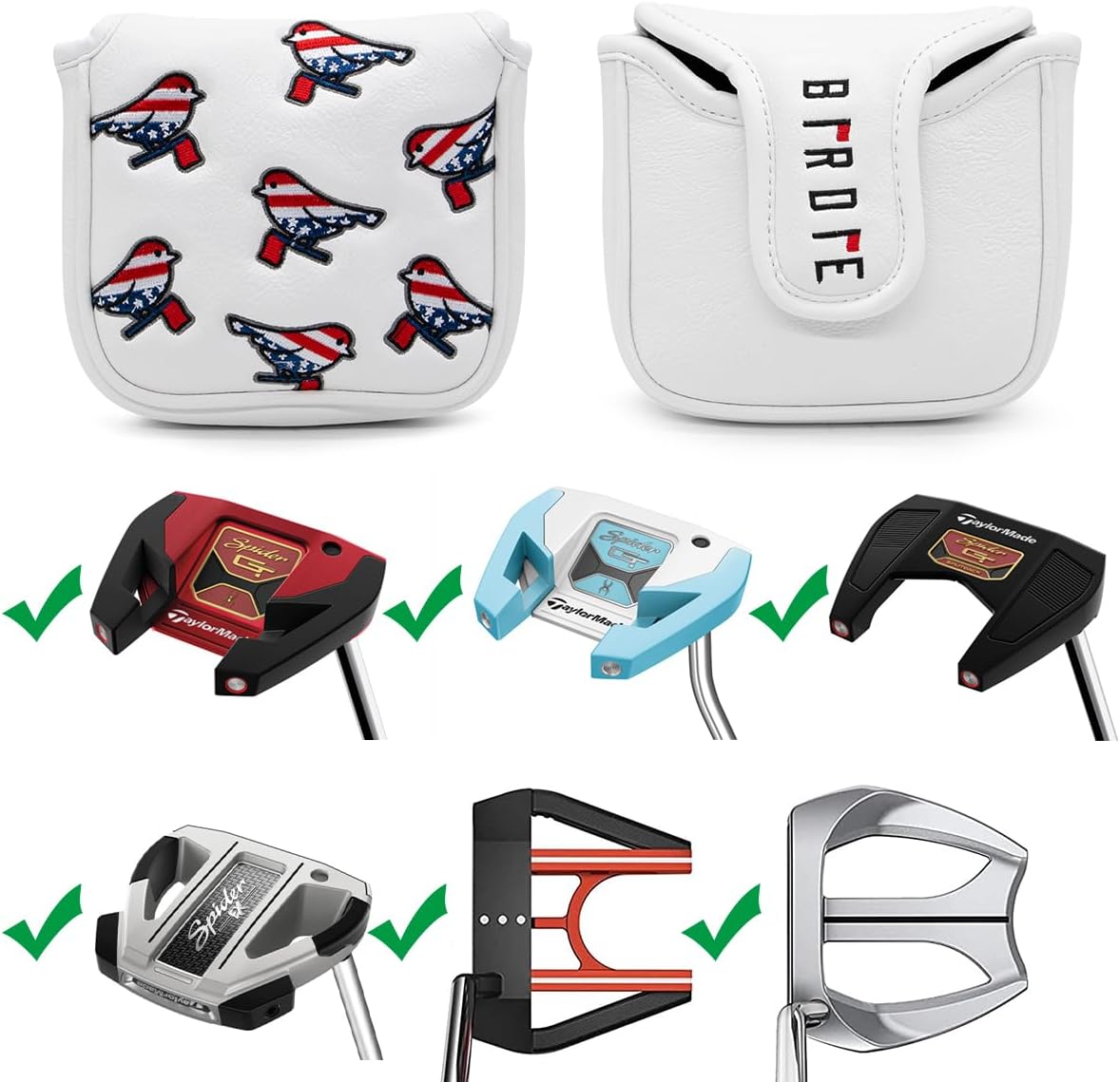 U.S.A Patriotic Golf Club Covers Leather Birdie Golf Headcover | Advanced Embroidery Driver Headcover Fairway Wood Covers Hybrid Head Covers Ninja Golf Head Covers Must Have Golf Gifts