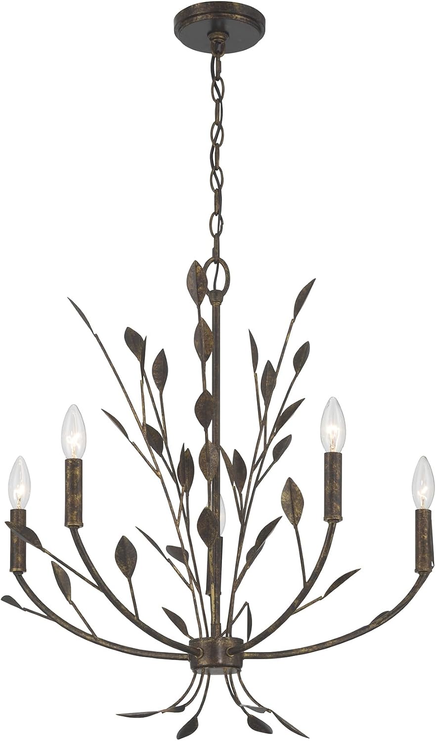 Savoy House 1-6706-5-334 Laska Botanical-Inspired Metal Chandelier by Breegan Jane, 5-Light 300 Total Watts, 26" H x 24" W, Enchanted Bronze
