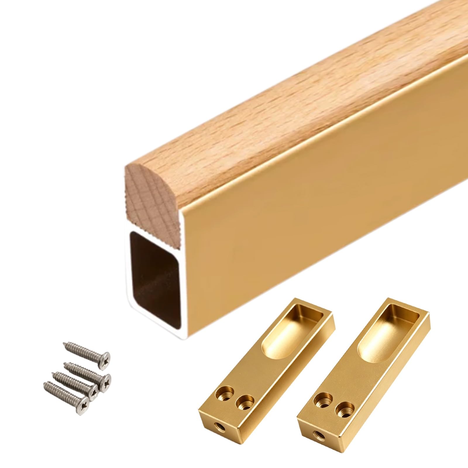 Aluminum Rod for Hanging Clothes, Heavy Duty Closet Rods with End Supports, Custom & Removable Wardrobe Poles for Cupboard/RV/Apartment(Gold,L 190cm/74.8")