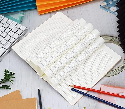 Miniatura 3 de Paquete de 12 cuadernos a granel, con cubierta de papel kraft con rayas universitarias en blanco con espinas arcoíris para mujeres, estudiantes,