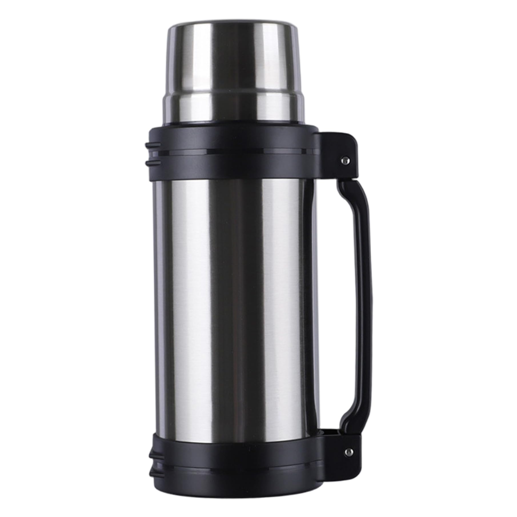 Botella de agua de acero inoxidable Botella de agua aislada a prueba de fugas de 2 litros de acero inoxidable con asa y taza Frasco portátil para bebidas frías y calientes