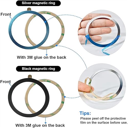 Miniatura 2 de Mag Safe Ring 360 - Paquete de 6 calcomanías Mag Safe para imán de seguridad Mag, kit de conversión magnética universal para iPhone 14131211X