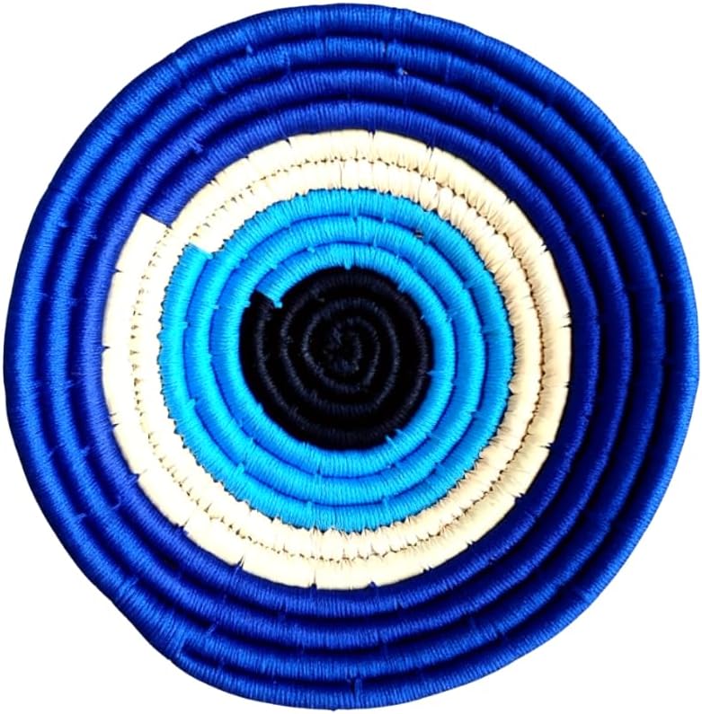 Bhumee Creations Rattan Trendy & Timeless: Sabai Grass Wall Basket - Handwoven Wall Art (Blue, Set of 3)