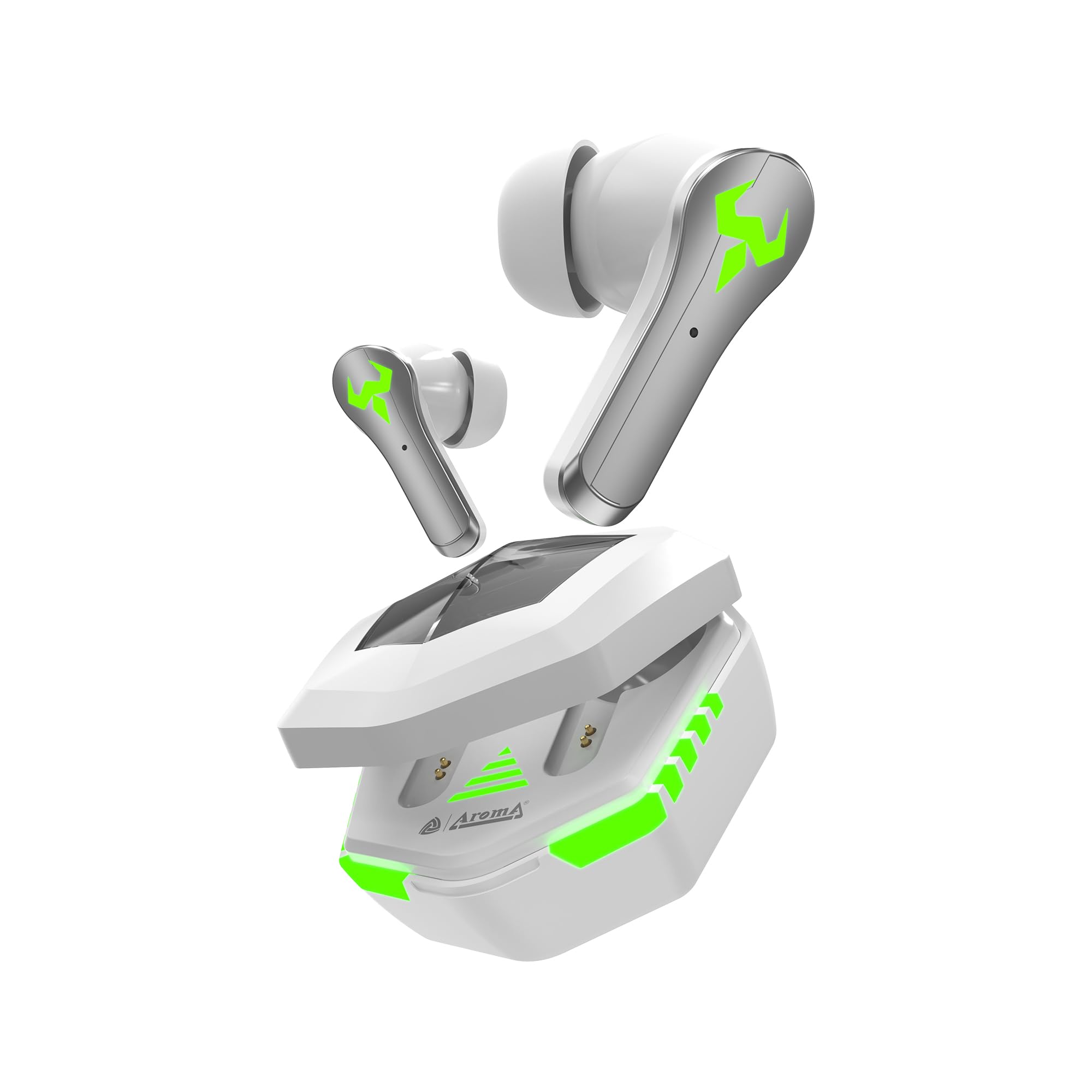AROMA NB126 Axis Upto 50 Hours Playtime* Fast Charging RGB 45Ms Latency True Wireless Bluetooth v5.4 Gaming Earbuds