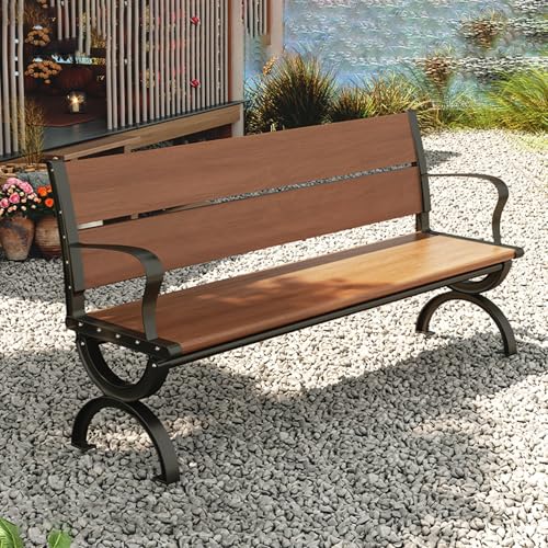 Banc de jardin anti-rouille résistant aux intempéries assise solide 660 LB marron